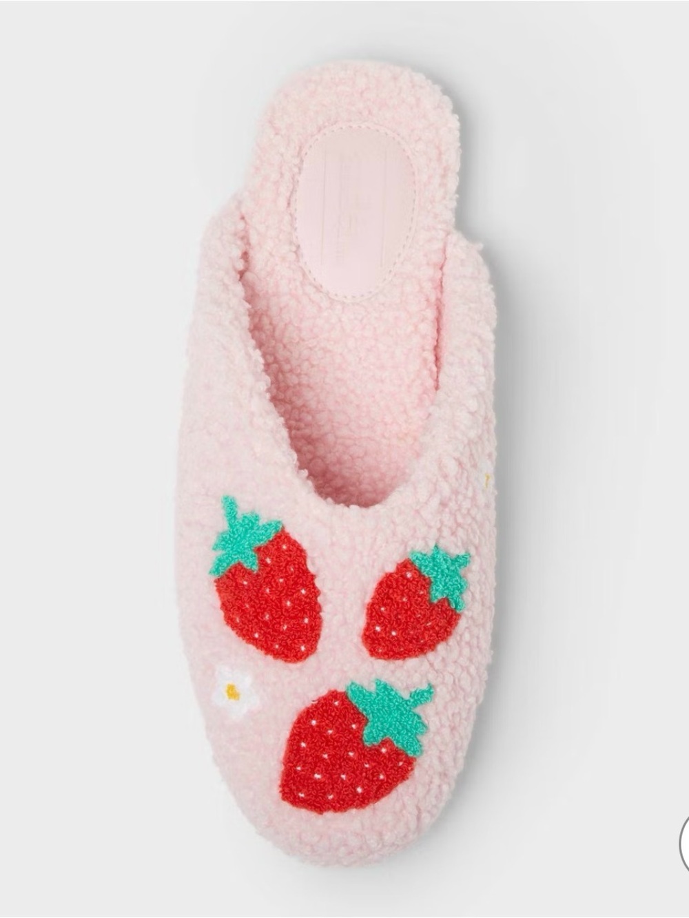 Auden Pink Fuzzy Strawberry Slip-On Mule Slippers Size 10 *NEW